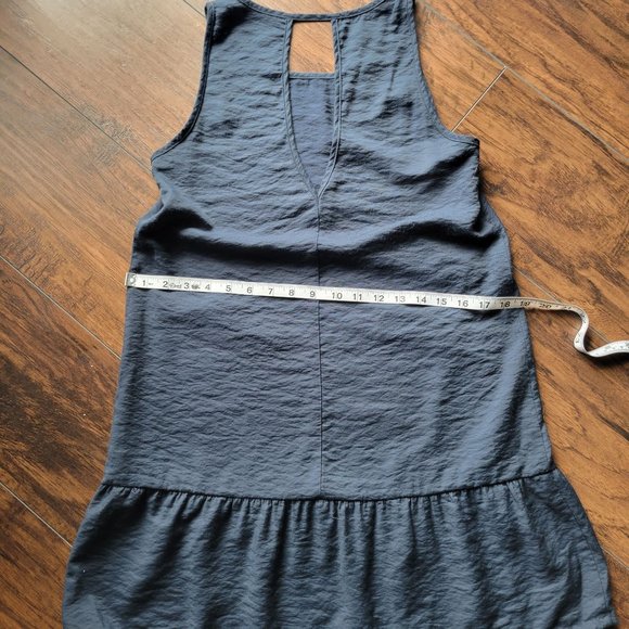 Mango Basics Womans Dark Blue Scoop Neckline sleeveless Ruffle Dress Size 4 - Picture 6 of 7